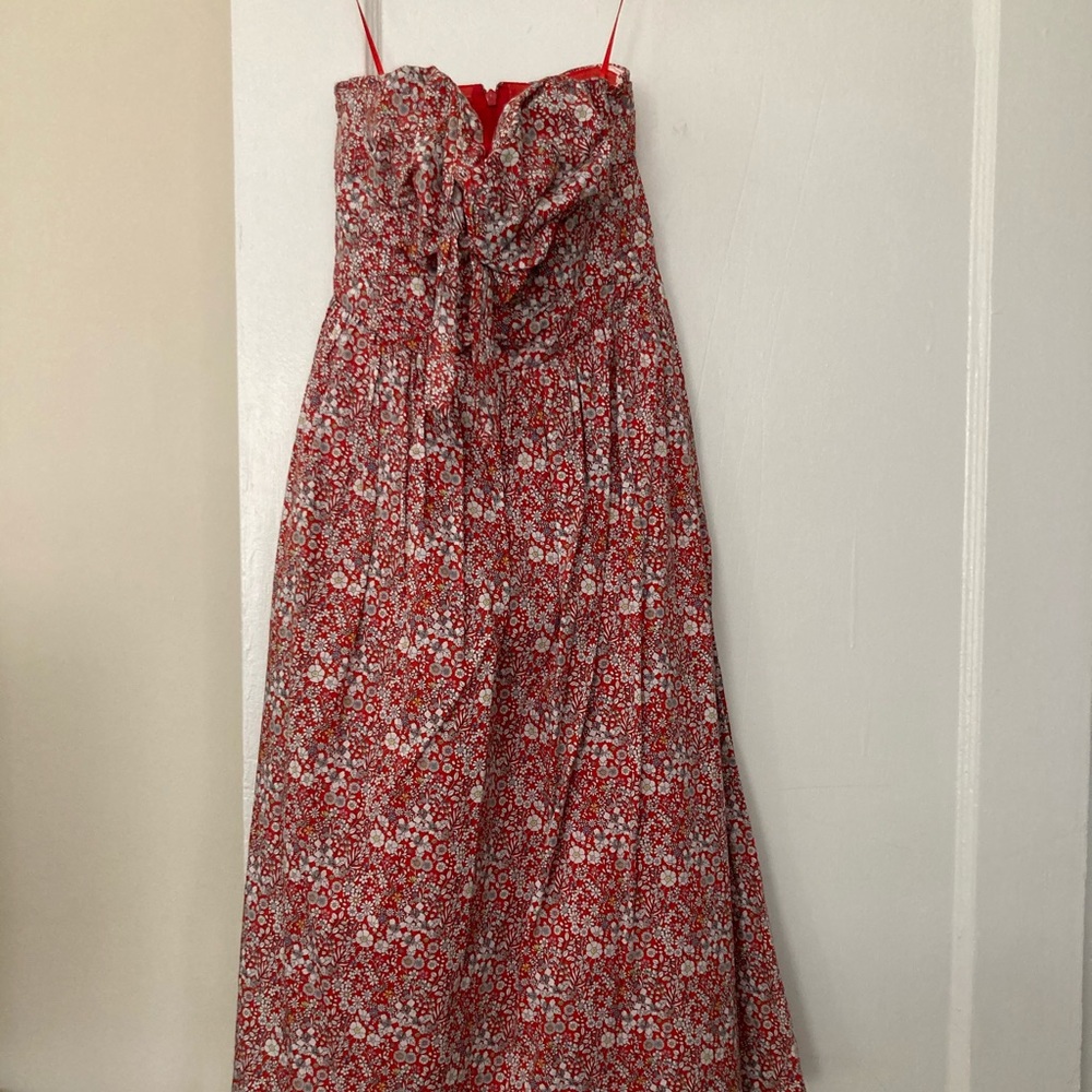 Tie-front strapless dress JCREW in Liberty print